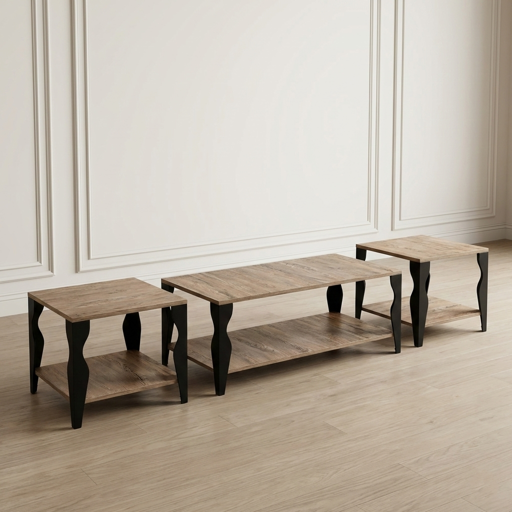 3-Piece Sculpted Coffee & Side Table Set