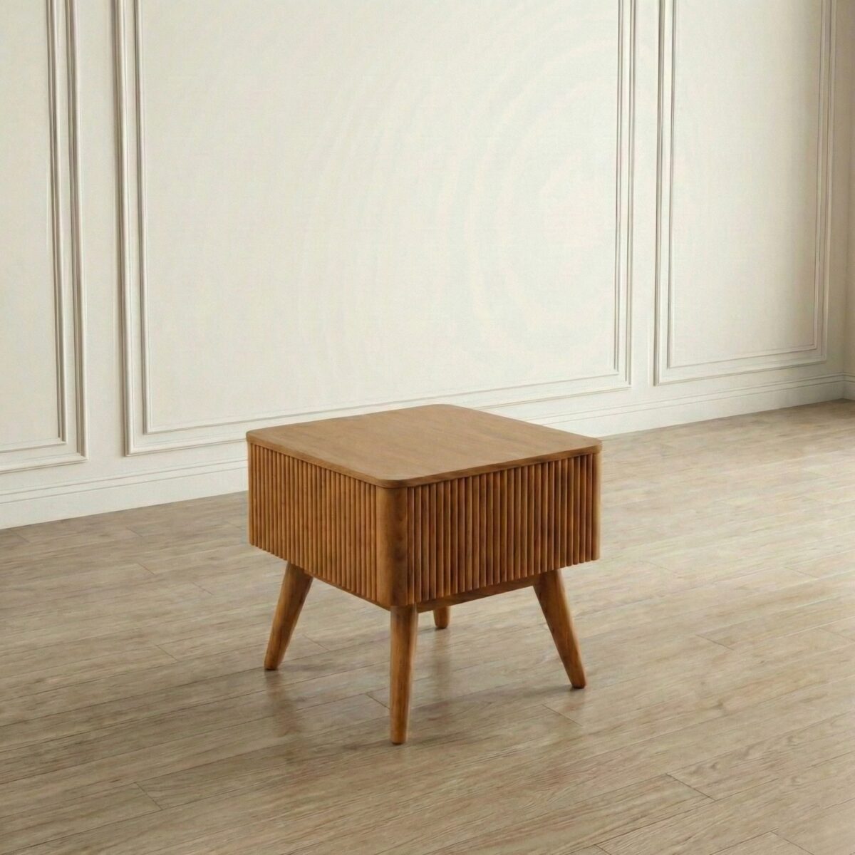 Fluted Wood Coffee & Side Table Set